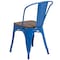 Flash Furniture Blue Metal Stackable Chair with Wood Seat, PK4 4-CH-31230-BL-WD-GG - alternate 2